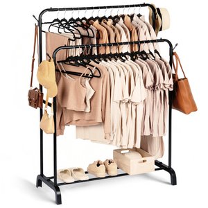 Clothes Rail Metal Black Double 110x45x152 cm