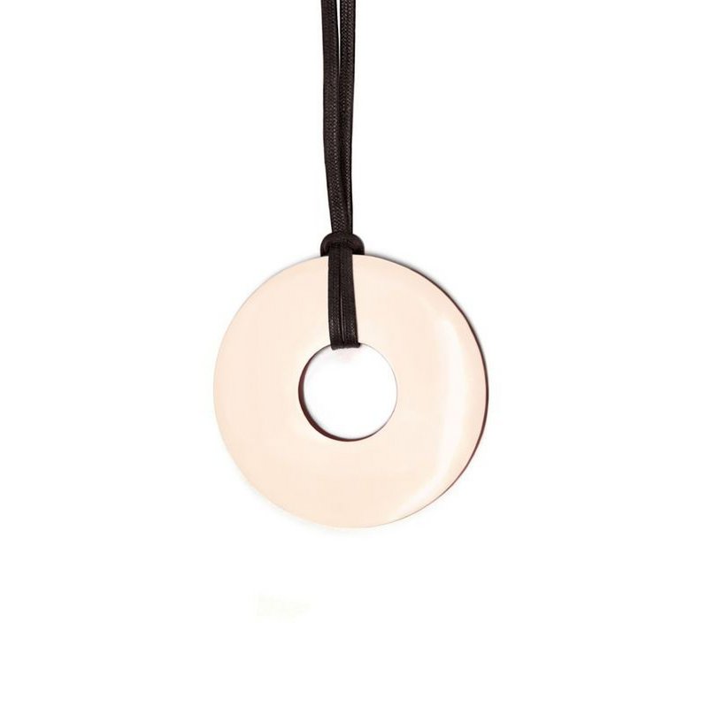 Pendentif anneau épais avec laque rose et rouge