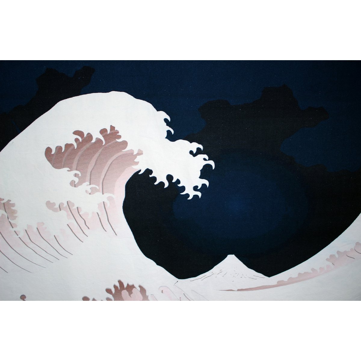 Wall hanging wave & cranes fabric 90x130 cm blue cotton