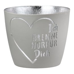 Windlicht Ich brenne nur für Dich 3fach sort., H.8,5 cm