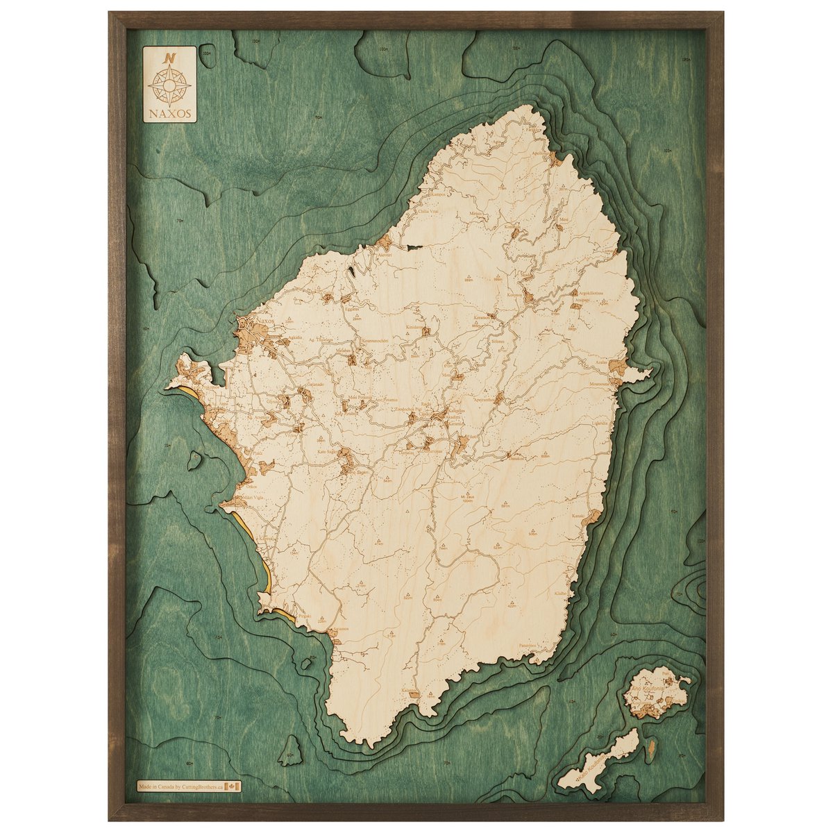 NAXOS - Mapa de pared de madera 3D - versión L