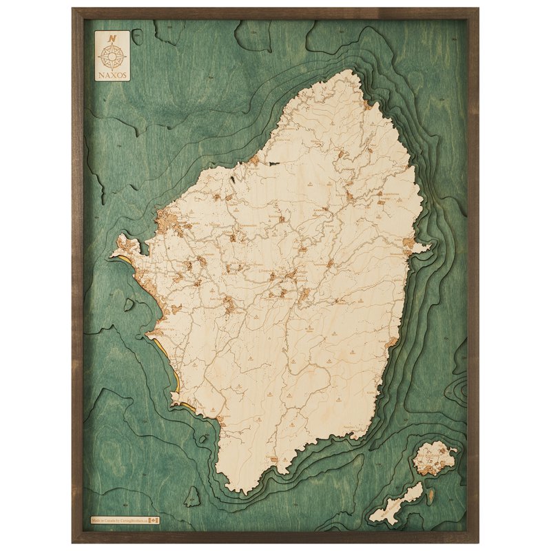 NAXOS - Mapa de pared de madera 3D - versión L