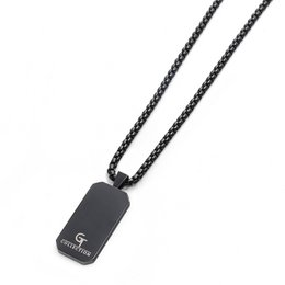 Collana in acciaio inossidabile nero maschile con ciondolo per gli occhi tigre rettangolo