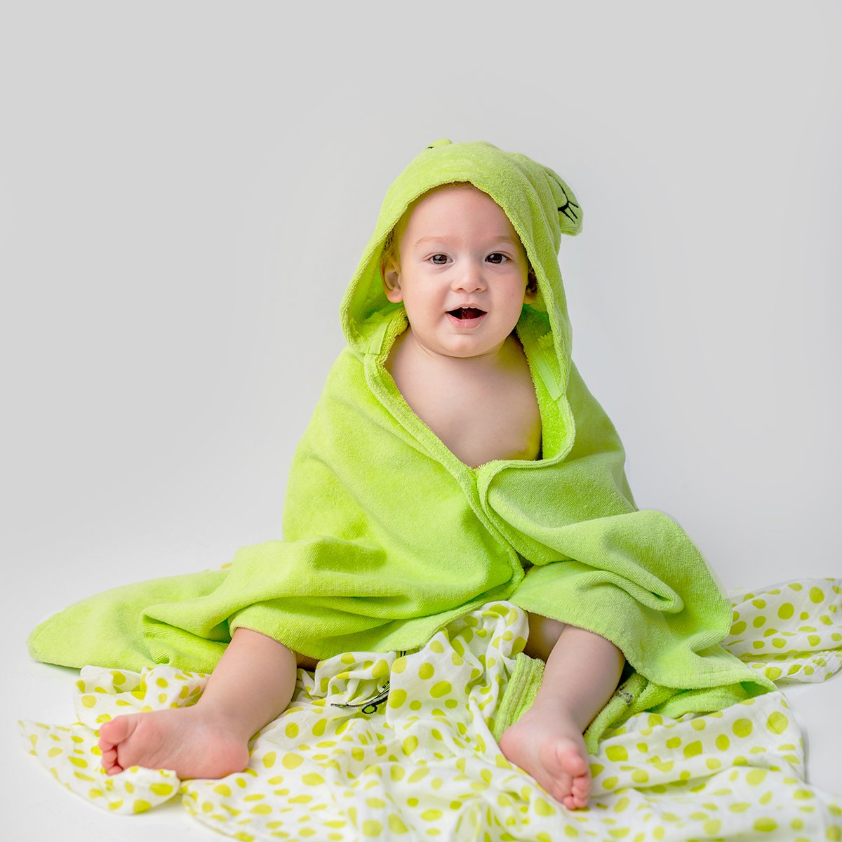 Milk&Moo Cacha Frog Toallas de baño para bebé con capucha, 100% algodón, unisex, 27,5 x 47 pulgadas