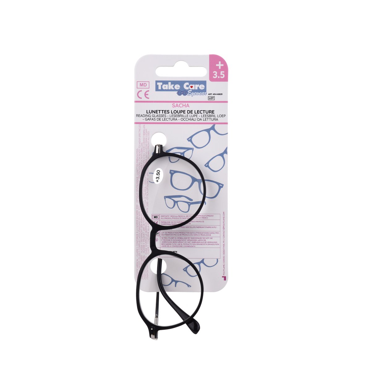 Reading glasses – Sacha Metal Black +3.5