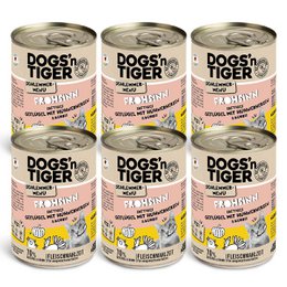 Dogs’n Tiger Adult, cibo per gatti, Frohsinn, cibo umido per gatti, senza cereali, pollame e zucca
