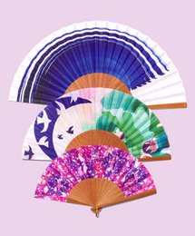 Abanico FEEL FREE  - 27 cm - Azul y blanco