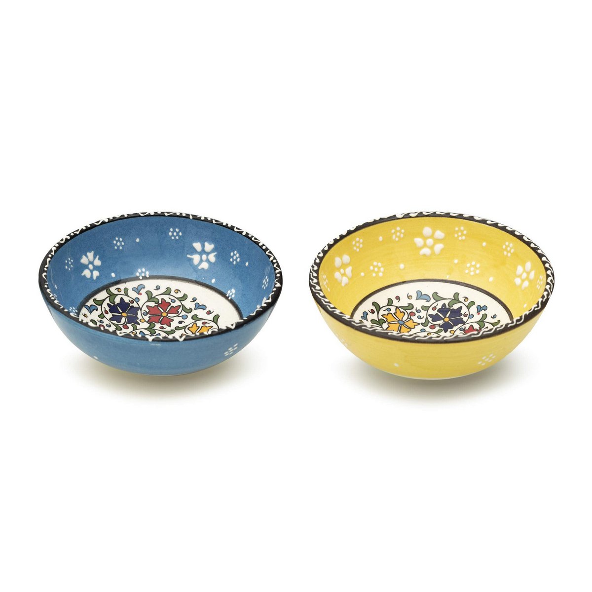 Juego de 2 cuencos decorativos de cerámica - 15 cm hechos a mano