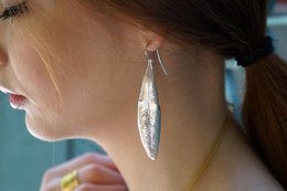 Olive Leaf Earrings, Sterling Silver Gold Plated Dangle Jewelry, Handmade Gift for Women
