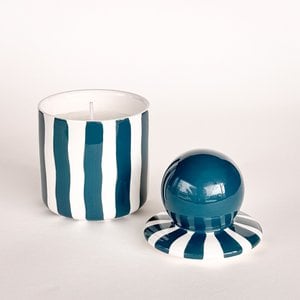 Kerze mit Deckel Stripes – gentle green