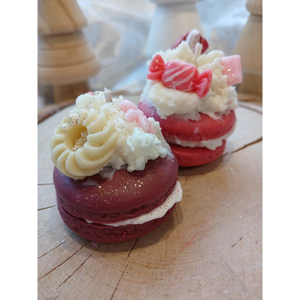 Mini świeczki Macarons z bitą polewą