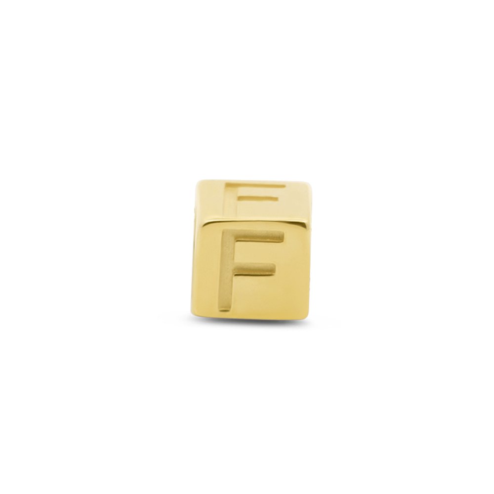 New Bling 9NBG-912F Złota kostka z literą F - 3,8 mm - wisiorek - 14 karatowych - Złoto