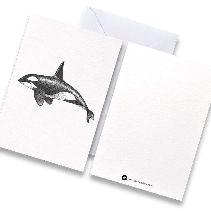 Card orca black and white with envelope