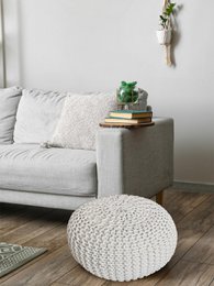 Knitted stool pouf Ø 45 H 30 cm cm seat pouf knitted floor cushion