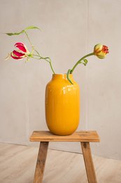 Vase Metal Oval Yellow 30cm