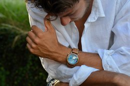 Reloj de hombre azul y madera - 40mm