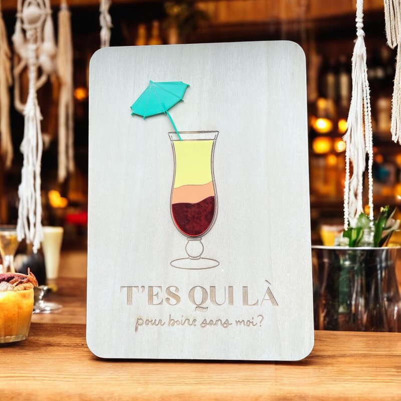 Træ- og Plexi -plakat: Cocktails
