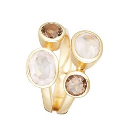 „Thaïs“-Ring aus Rosenquarz und Rauchquarz
