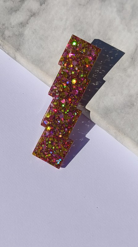 ⋒ pacchetto di clip per capelli in resina - Fuoco glitter (8 articoli) ⋒