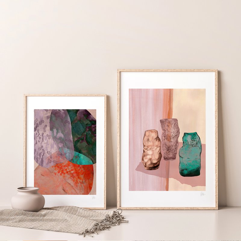 Watercolour Glass Vase Abstract Print