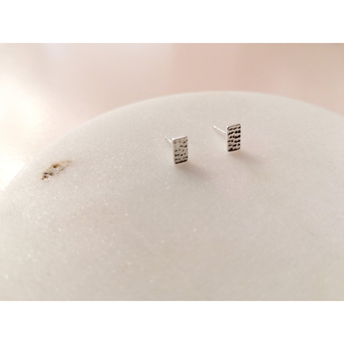 Puristic rectangular ear studs made of 925 sterling silver