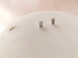 Puristic rectangular ear studs made of 925 sterling silver