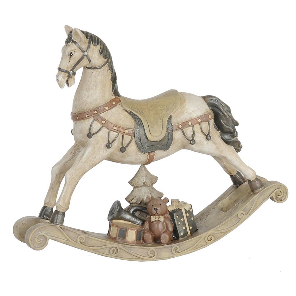 Image horse 22x5x19 cm White Polyresin Christmas decoration