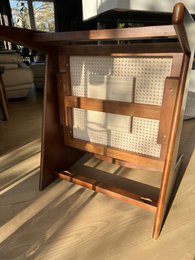 Kangaroo chair - Jeanneret style - massive wood and rattan