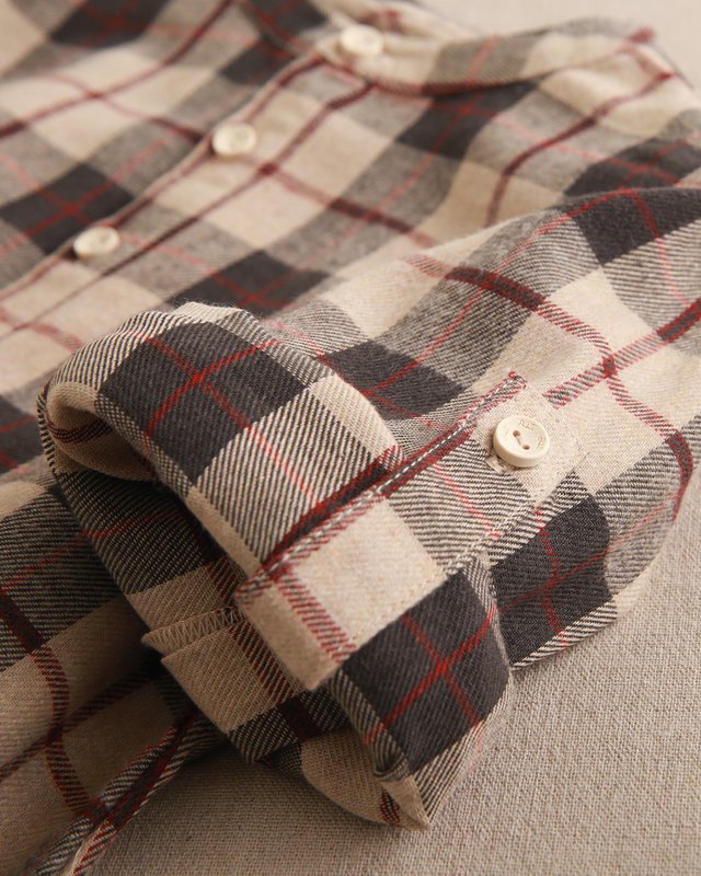 Boys' Scottish plaid shirt with mandarin collar P152-11608183