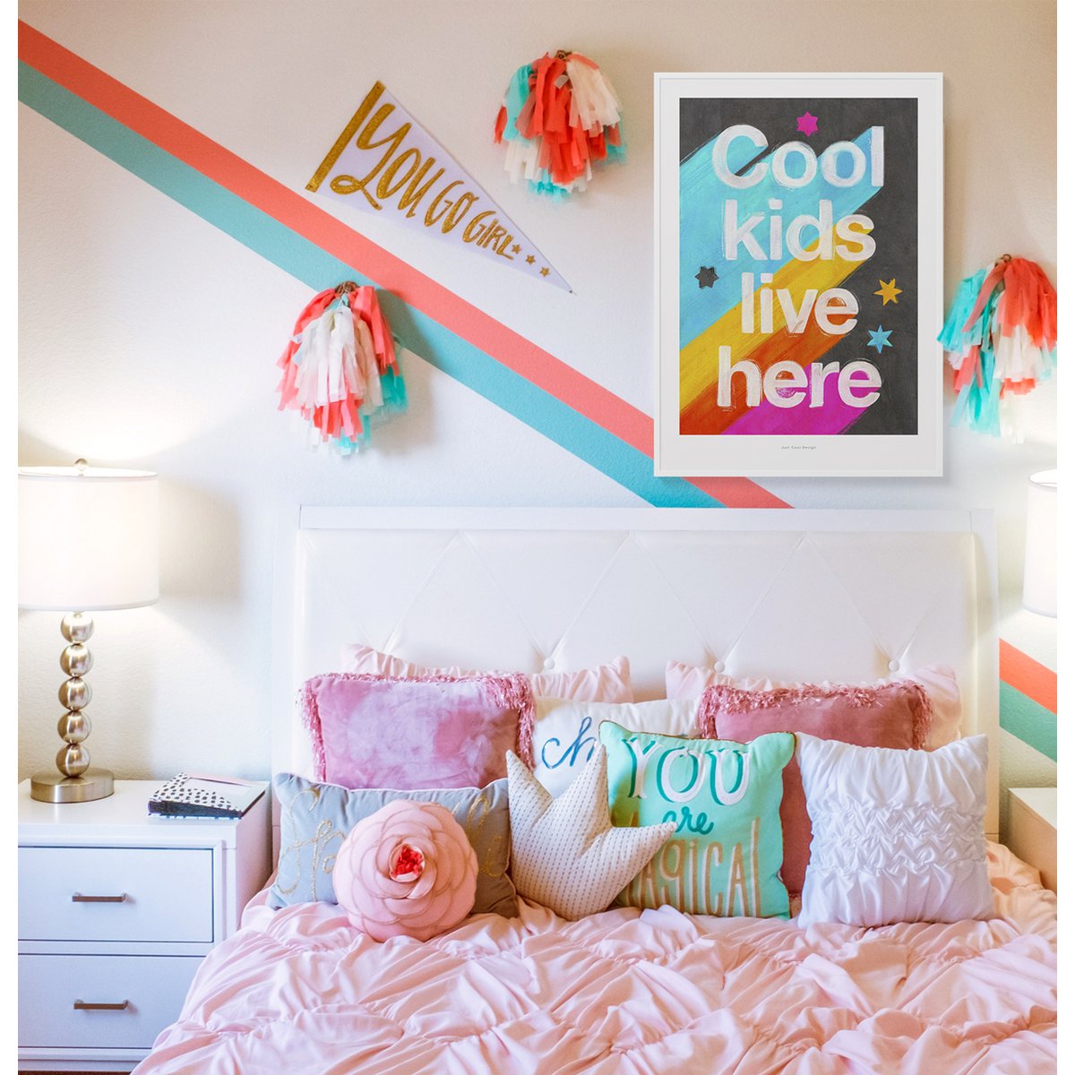 Hier wonen coole kinderen | Illustratie kwekerij Art Print