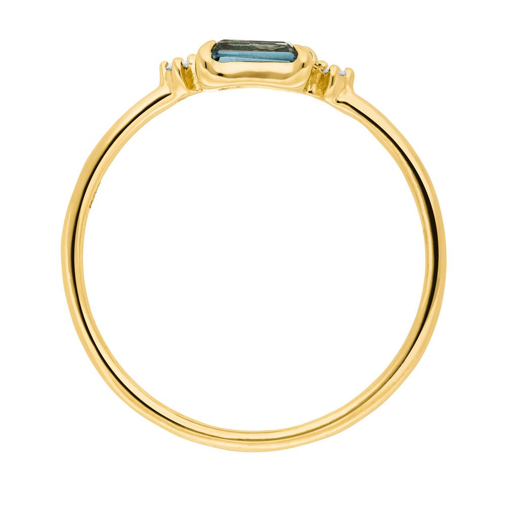 Pierścionek London Blue Topaz, 14-karatowe żółte złoto