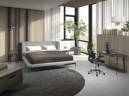 Lichtgrijs stoffen bed 7156