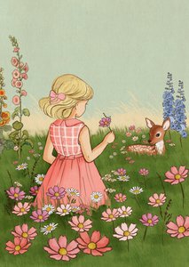 View kaart Flower Field Girl
