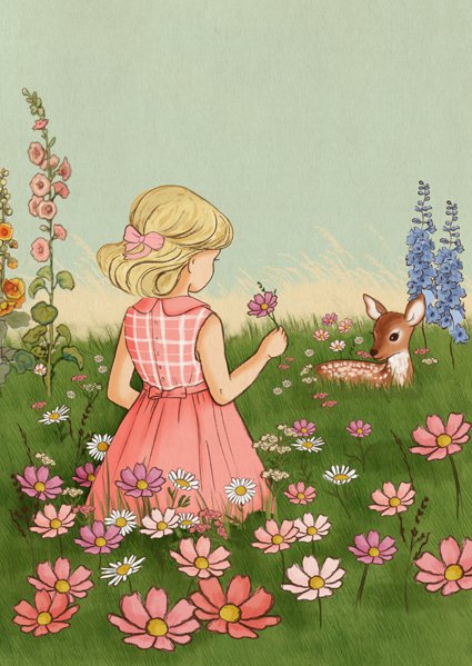 Visualizza la ragazza del campo di fiori di Kaart