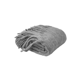 Plaid throw blanket made of grey melange acrylic material, measuring 130x170cm.