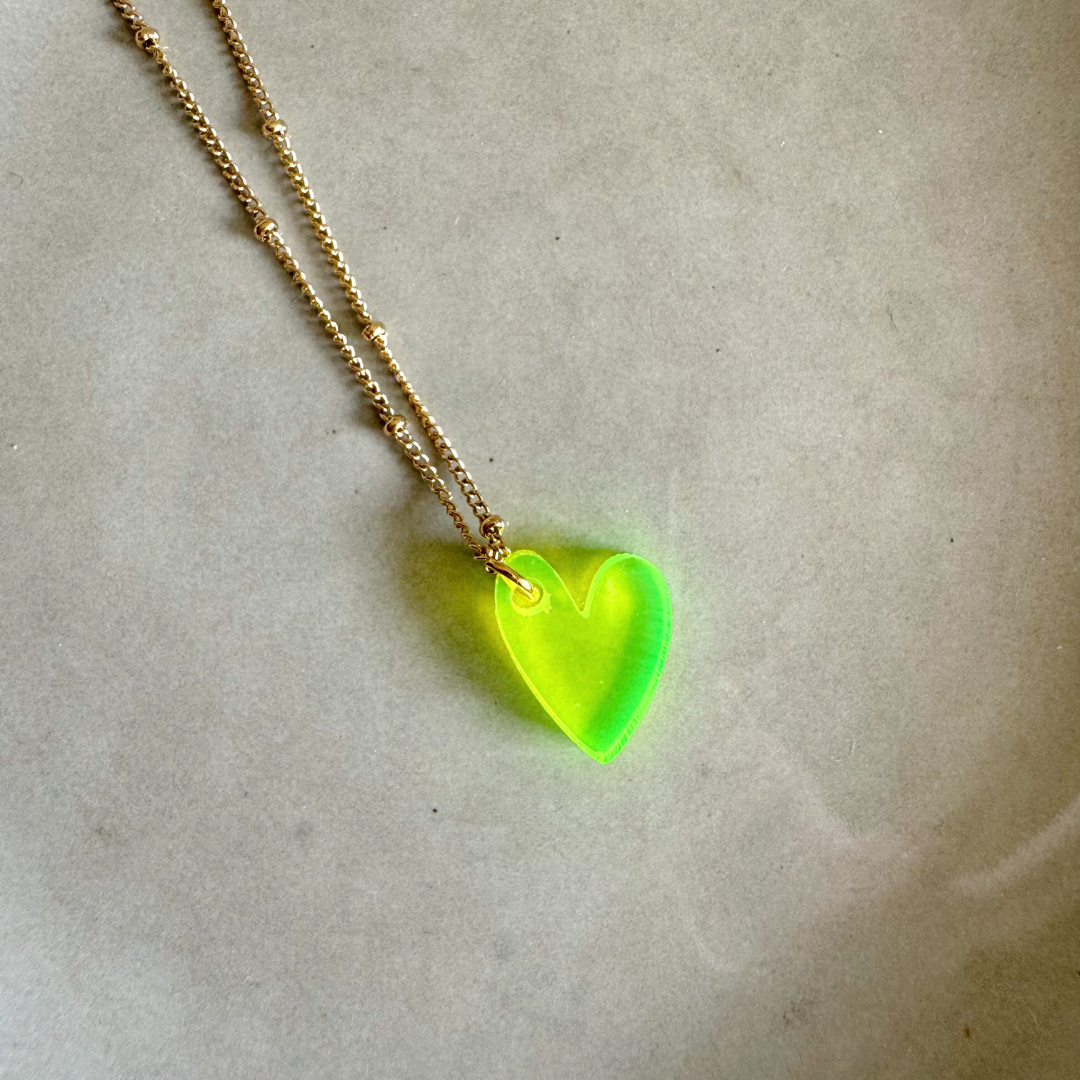 Colgantes Ketting Lume | Corazón Neón Amarillo Oro