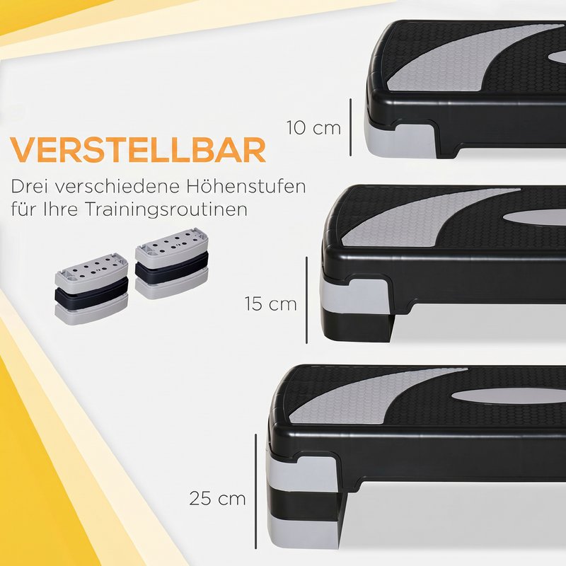Aerobic stepper 3-stage height adjustable 80 x 31 x 20 cm black + gray