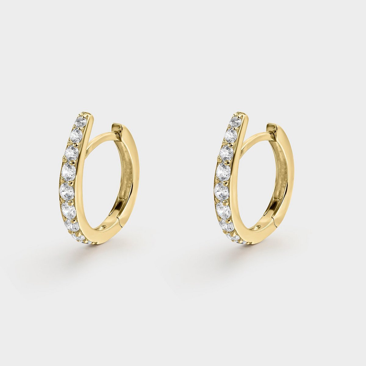 Gold-plated silver pointed hoops with zircons