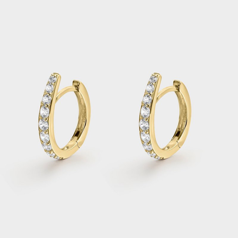 Gold-plated silver pointed hoops with zircons