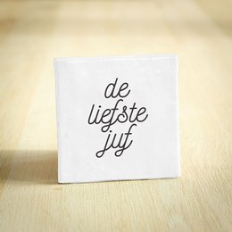 Tegeltje - De liefste juf | Wit & Zwart | 10x10cm
