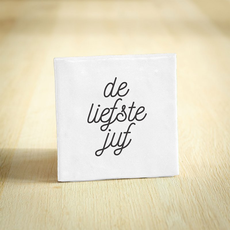 Tegeltje - De liefste juf | Wit & Zwart | 10x10cm