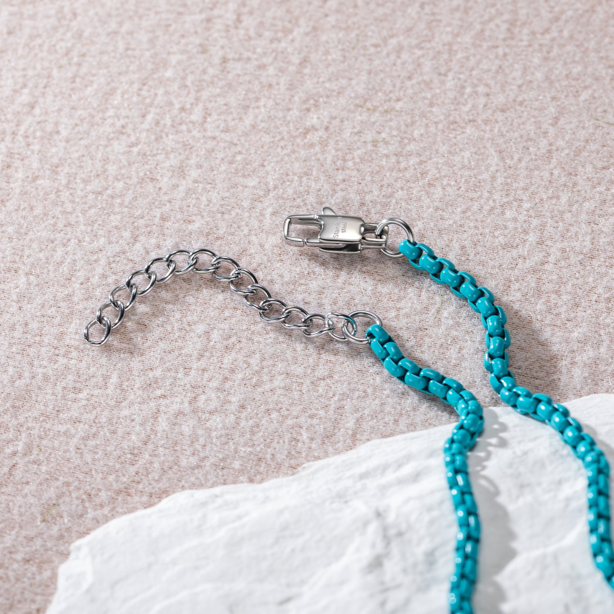 Teal Chain Link anklet with Adjustable Clasp