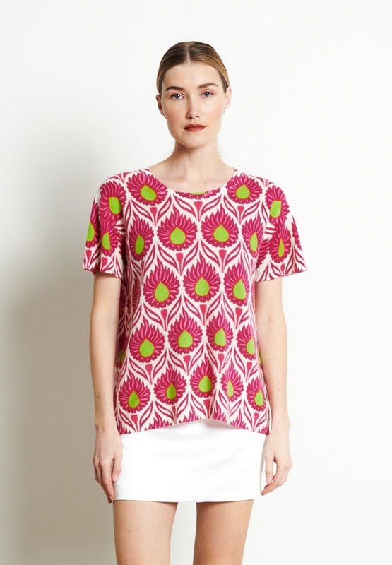 RIA 12 T-shirt Blomsterprint i Cashmere White Ecru