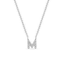 Necklace Letter "M", 14K white gold with diamonds