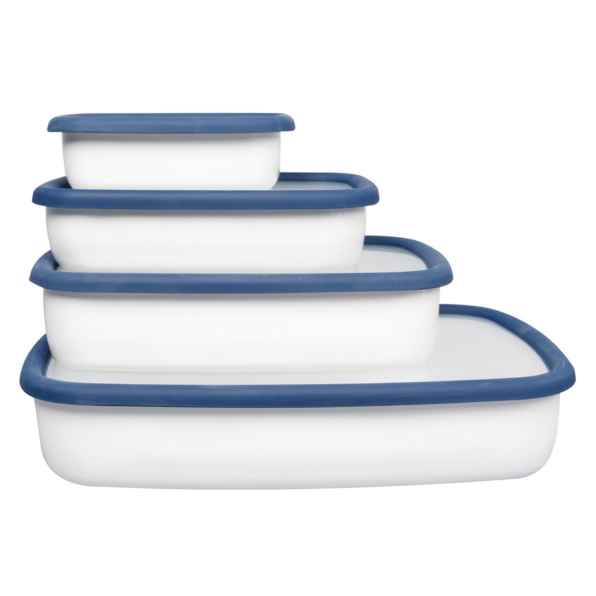 Flat enamel food storage container, L flat, 1.6L