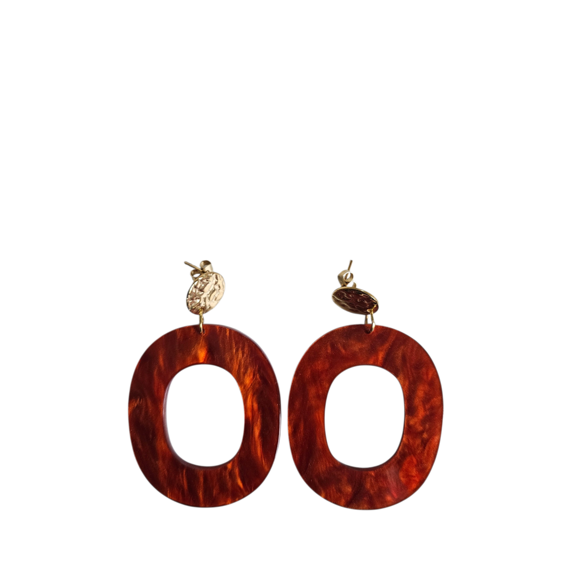 Pendientes ovalados naranja quemado