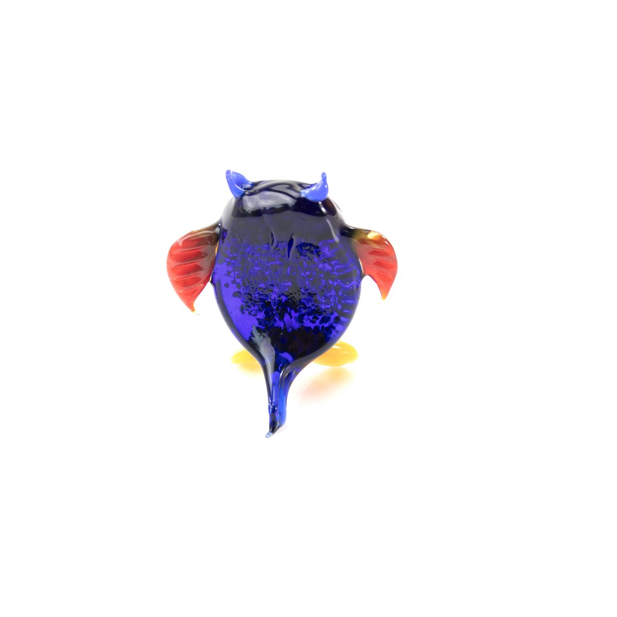 Glass owl - Blue - height 9 cm - Handmade