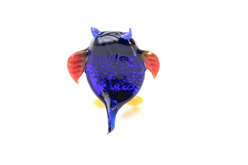 Glass owl - Blue - height 9 cm - Handmade