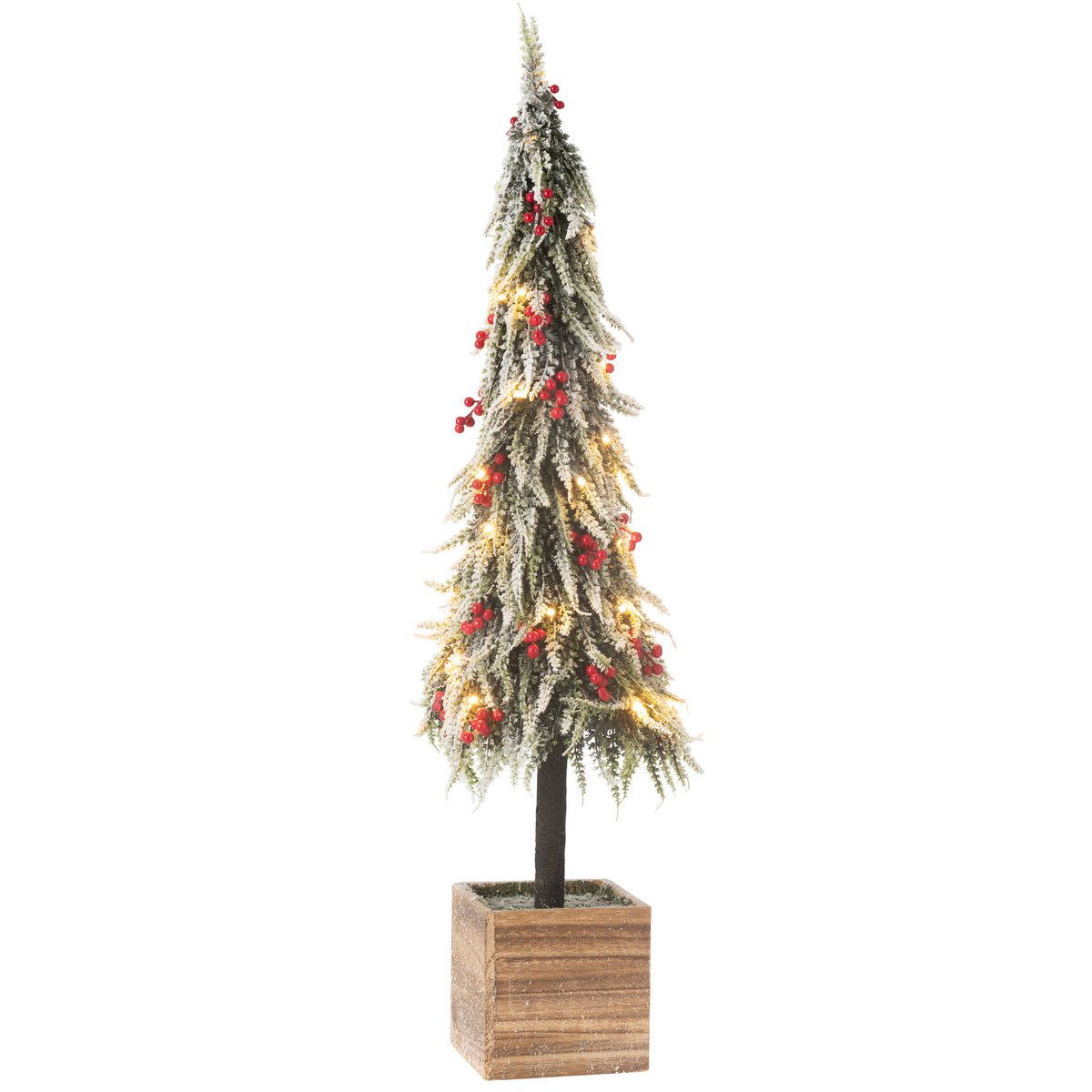 J-Line decoratie kerstboom Sneeuw - kunststof - groen/rood - XL - LED