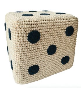 Luna-Leena pouffe dice kids - off white and black dots - cotton - hand crocheted in Nepal